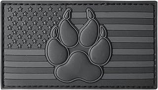 LEGEEON All Black USA American Flag K-9 Paw Dog Handler ACU Dark Subdued Morale PVC Rubber Hook