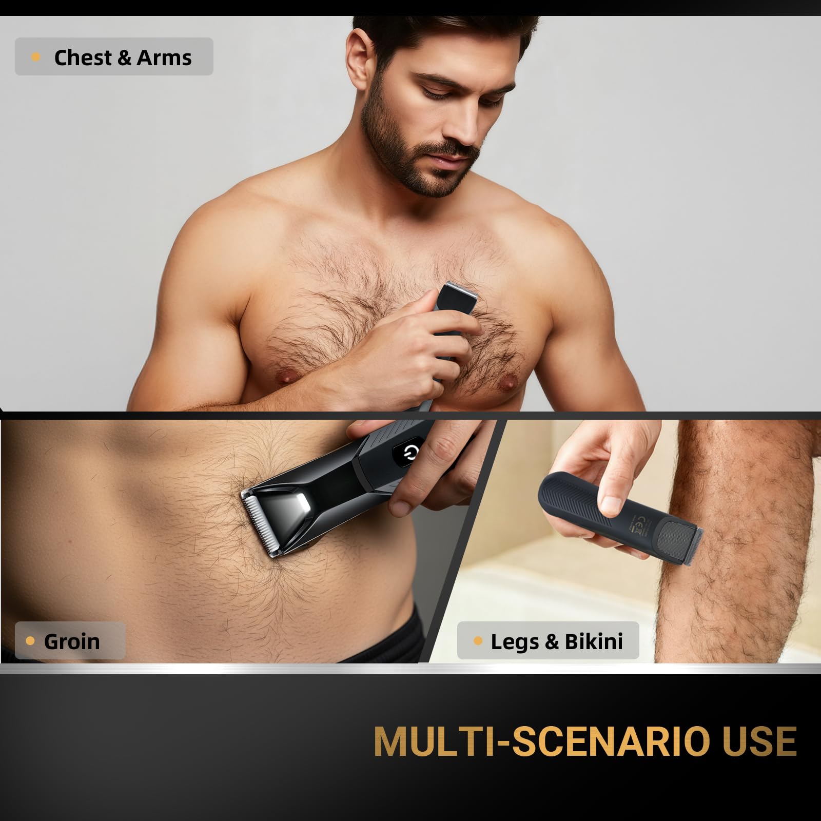 Manscape - Recortadora de vello púbico para hombres, kit Manscape con 3 protectores, cabezales de hoja de cerámica reemplazables, afeitado en 90 minutos