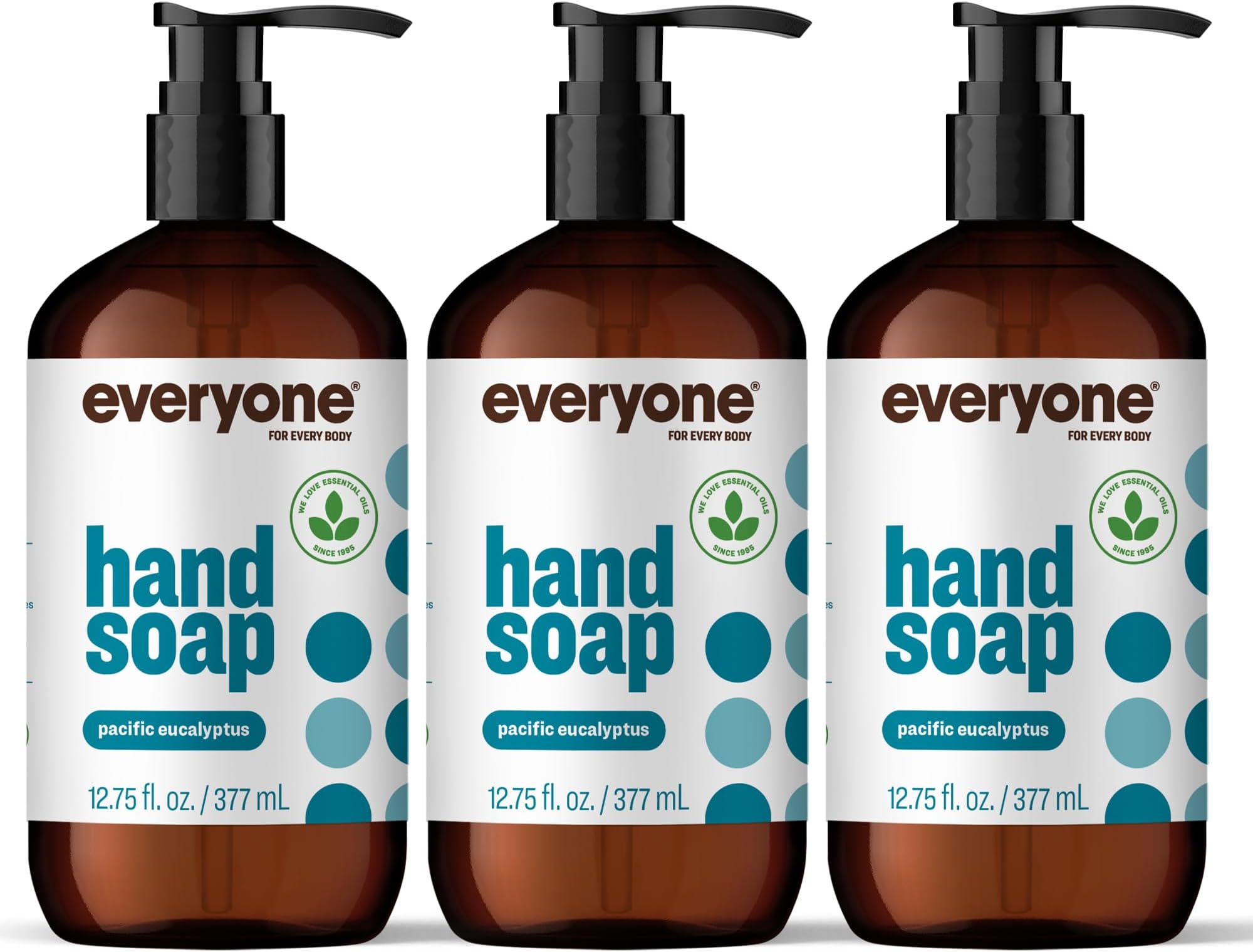 Everyone Liquid Hand Soap, 12.75 Ounce (Pack of 3), Pacific Eucalyptus, made with Essential Oils for Kitchen and Bathroom