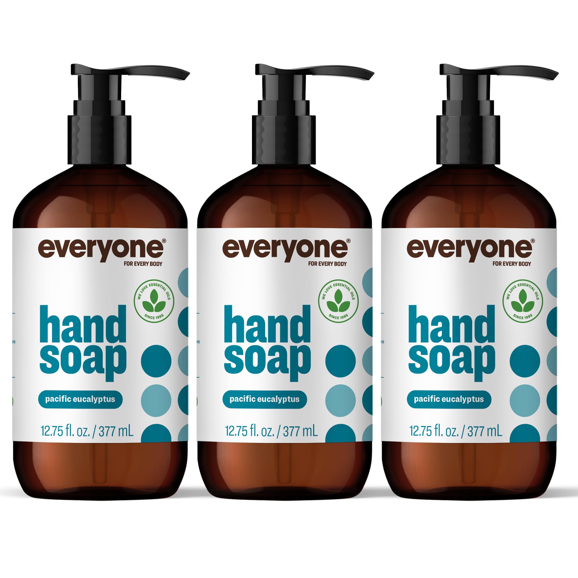 Everyone Liquid Hand Soap, 12.75 Ounce (Pack of 3), Pacific Eucalyptus, made with Essential Oils for kitchen and bathroom