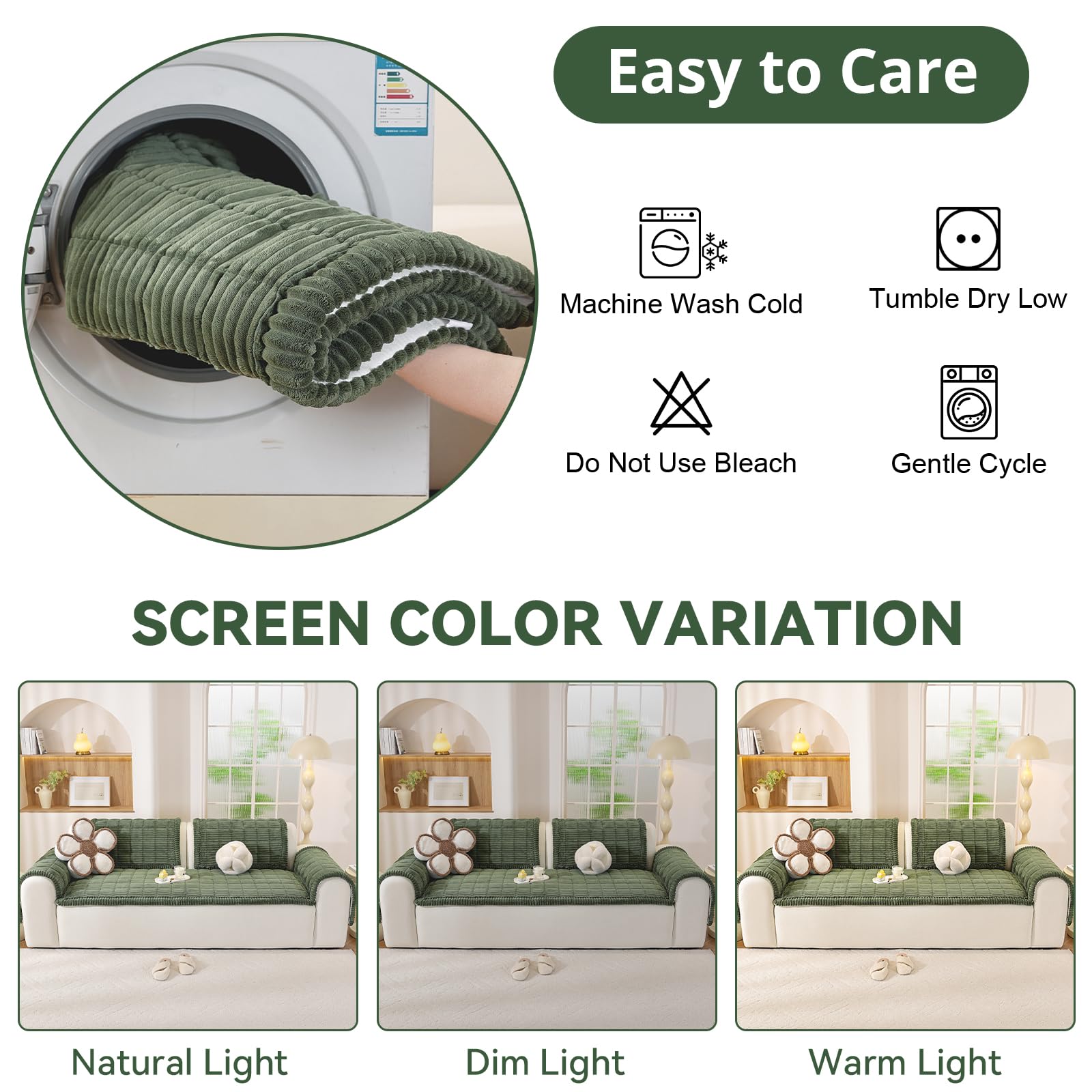 Dicke Sofa überzug Waschbar - 2026 Upgrade-Version Couch überzug 2 3 4 Sitzer, Anti-Rutsch Sofabezug, Gemütlich Sofa Cover Sofa Being Sofaüberwürfe Möbelschoner für Wohnzimmer (90x180cm)