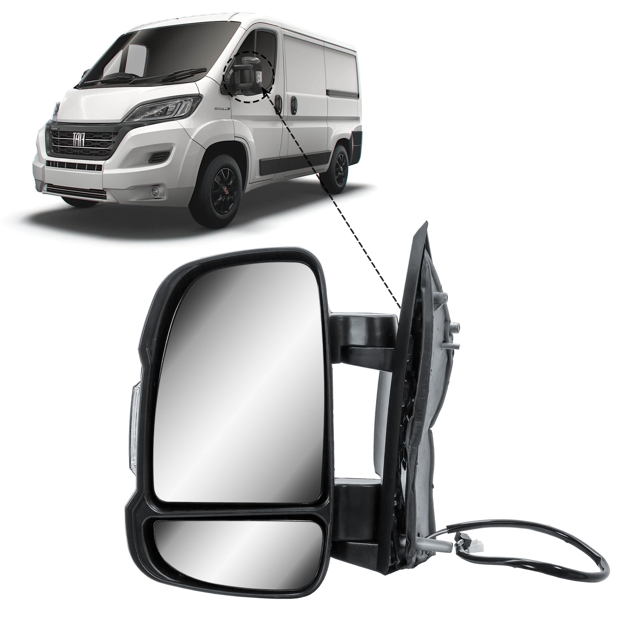 Espejo retrovisor izquierdo eléctrico y calefactable con intermitente para Fiat Ducato Citroën Jumper Peugeot Boxer 2006-2024 Opel Movano 2022-2024