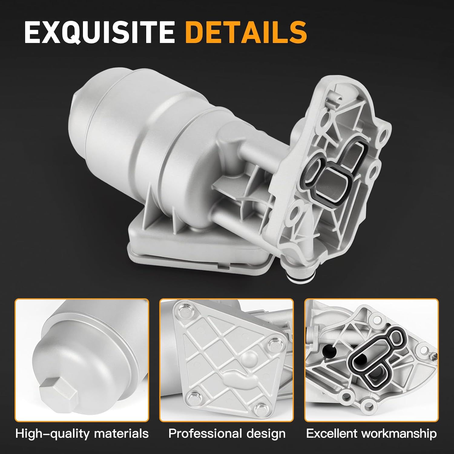 26300-3CAB1 Upgrade Aluminum Complete Oil Filter & Housing Assembly Fit for Kia Sedona Sorento Cadenza, Hyundai Santa Fe Santa Fe XL Azera, 3.3L 3.5L V6, 2012-2019 - Replace 26300-3CAB0