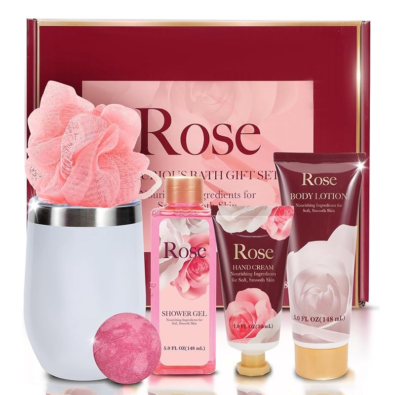 Conjunto de cuidados corporais spa luxetique com 6 peças e fragrância de rosa