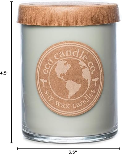 Vista 63 de Eco Candle Co. Vela reciclada, eucalipto y menta, 26 onzas. Aromas de eucalipto, menta verde y menta - 100% cera de soja, sin plomo, etiqueta y tapa