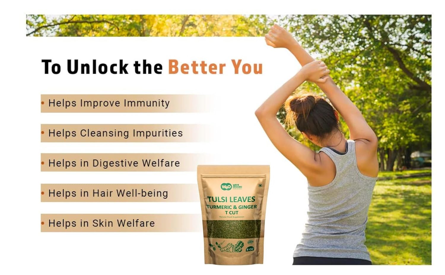 Holy Basil Tea, 8 Oz with Ginger and Turmeric, Tulsi Krishna Cut & Sifted Herbal Tea, Dried Pure Holy Basil Tulsi Leaves, Immune support with Multiple Herbs Benefits (Pack of 2) - Image 8