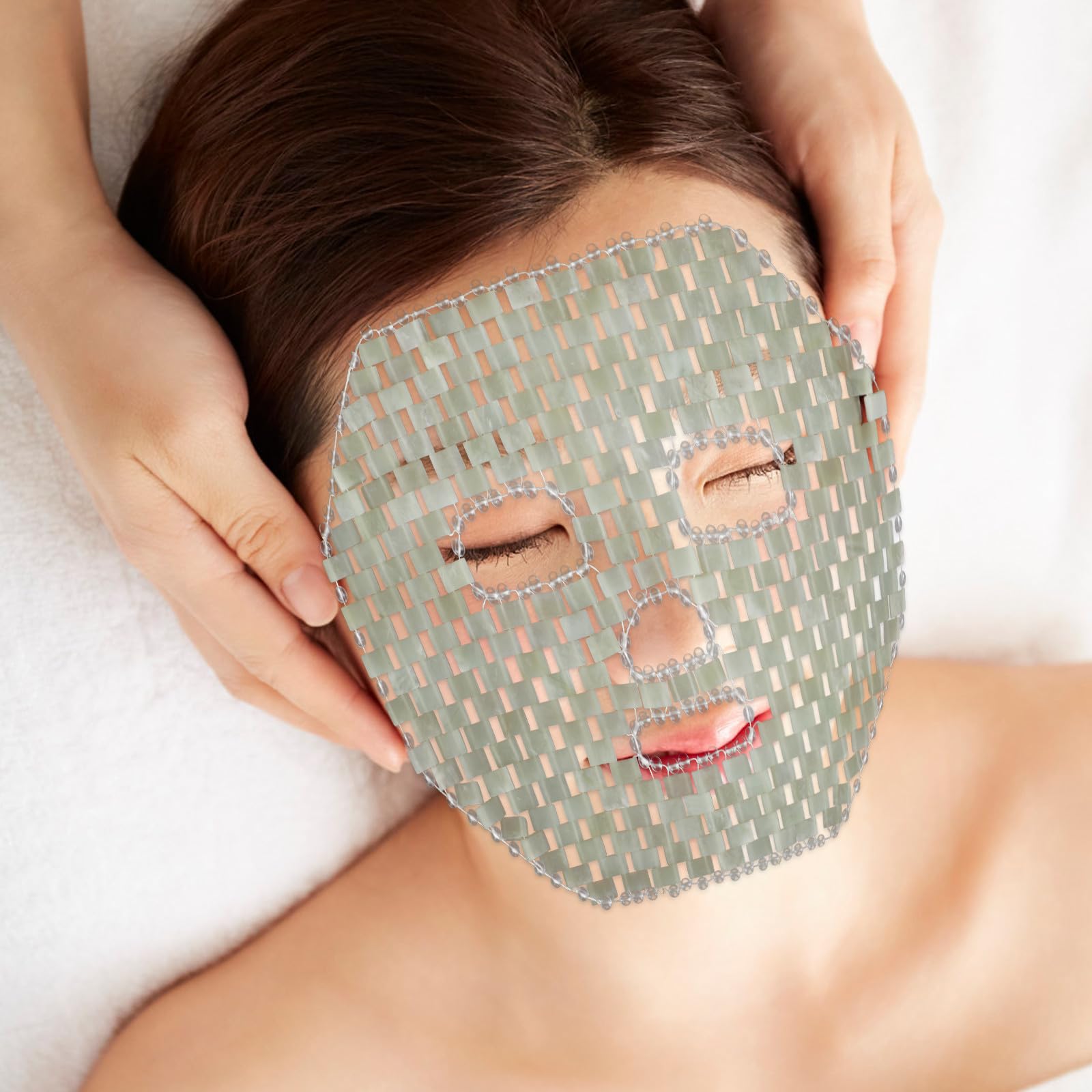 Ciieeo Jade Augenmaske mit Kühl und Wärmefunktion zur Hautpflege und Entspannung für Hause aus Echtem Jade Material als Massagegerät und Augenpflegehilfe