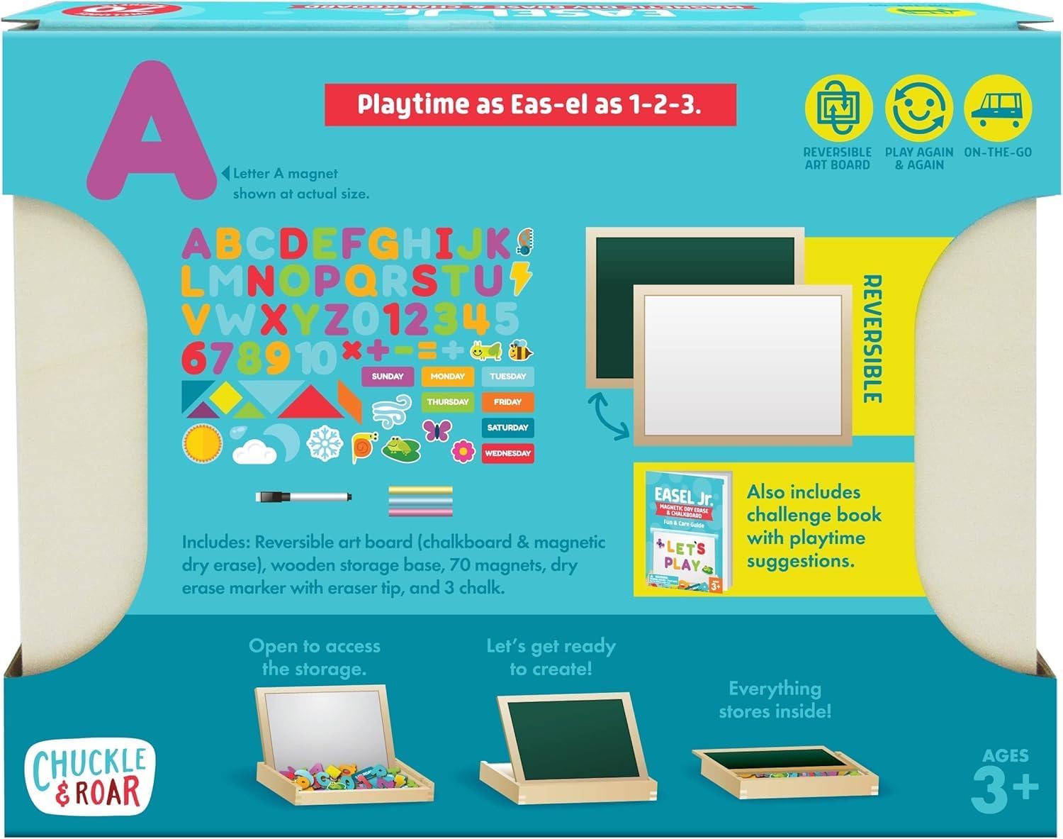 Chuckle & Roar - Easel Jr. Magnetic Dry-Erase and Chalk Playing Board - Engaging Art and Craft Board for Kids - Preschool Classroom Staple