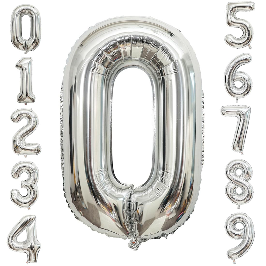 0 Number Balloons Silver 0 Balloons Number 40 Inch Number 0 Foil Mylar Balloons