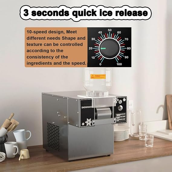 Snowflake Ice Machine Commercial Ice Shaver Machine, Korean Shaved Ice Machine Commercial Snowflake Ice Maker, Snow Cone Machine, Fast Cooling, for Snack Bar, Ice Cream Shop,160kg