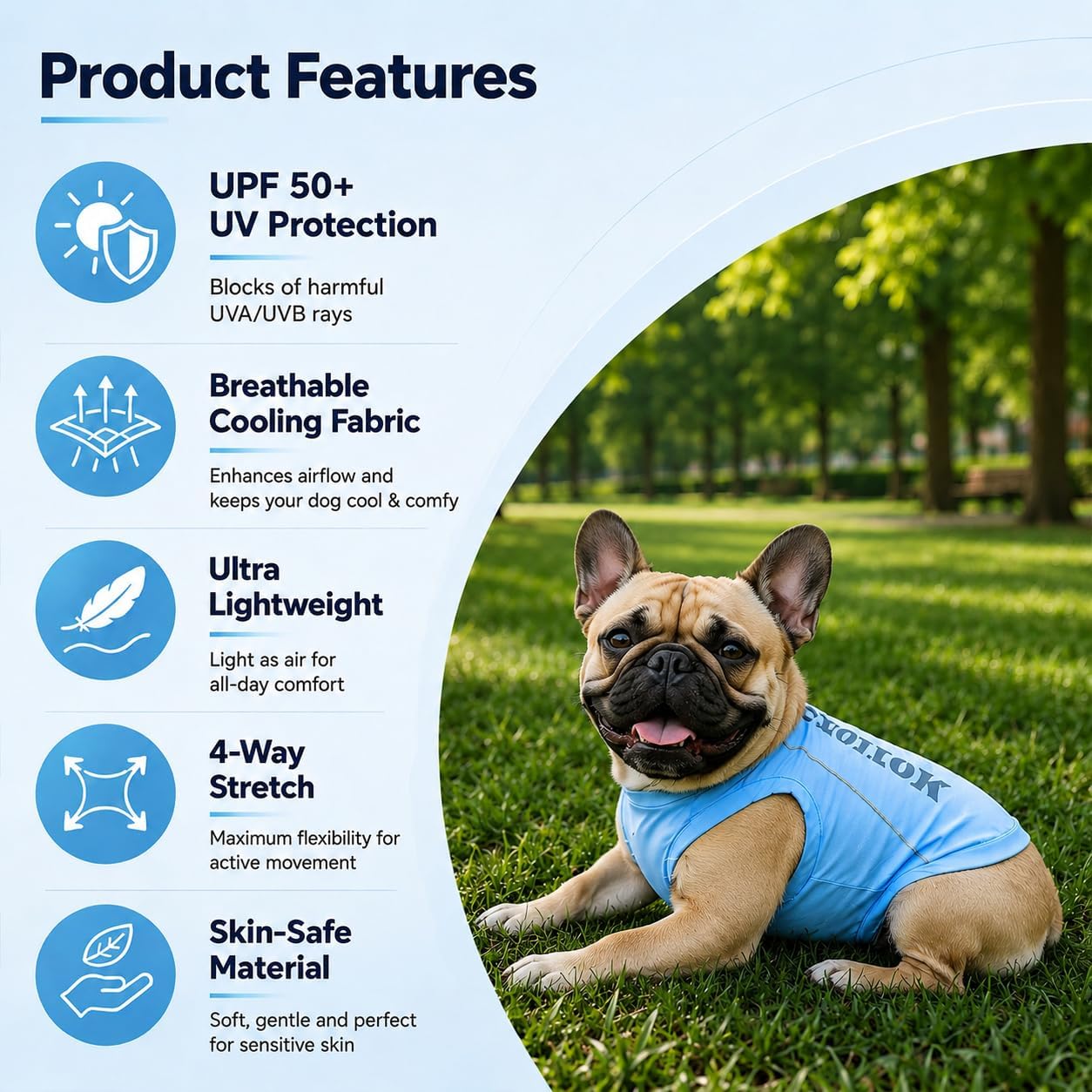 Dog Cooling Shirt Reflective Dog Vest UV Protection Dog Summer Clothes | Dog Sun Shirt offer lightweight breathable cooling comfort, high elasticity, and reflective safety for outdoors ,daily walks.