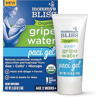 Mommy's Bliss Organic Gripe Water Pacifier Gel for Newborns, Relieves Occasional Stomach Discomfort from Gas, Colic & Fussiness*, Age 2 Weeks +, 0.53 Oz (45 Servings)