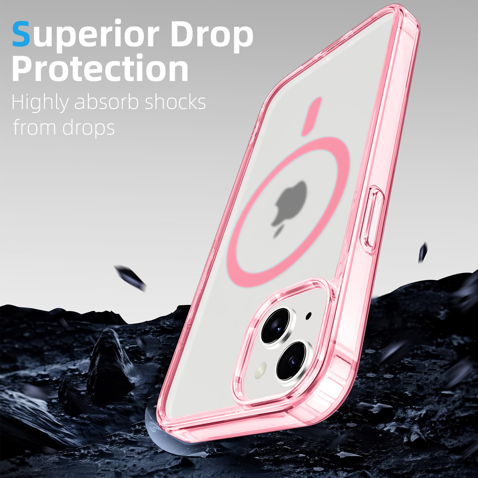 Custodia IPhone 13/14 Magnetica Con Anello Supporto: N52 Forte, Anti-Caduta, Antigraffio – Colore Rosso Rosato - 3