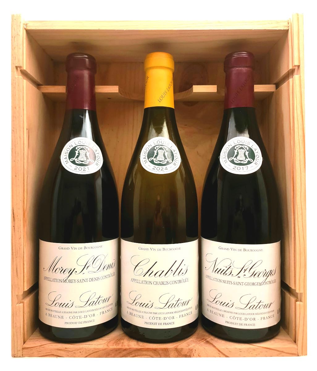 Coffret Prestige Vins de Bourgogne Grandes Appellations - 1 Chablis 2024 + 1 Morey-Saint-Denis 2021 + 1 Nuits-Saint-Georges 2017 !