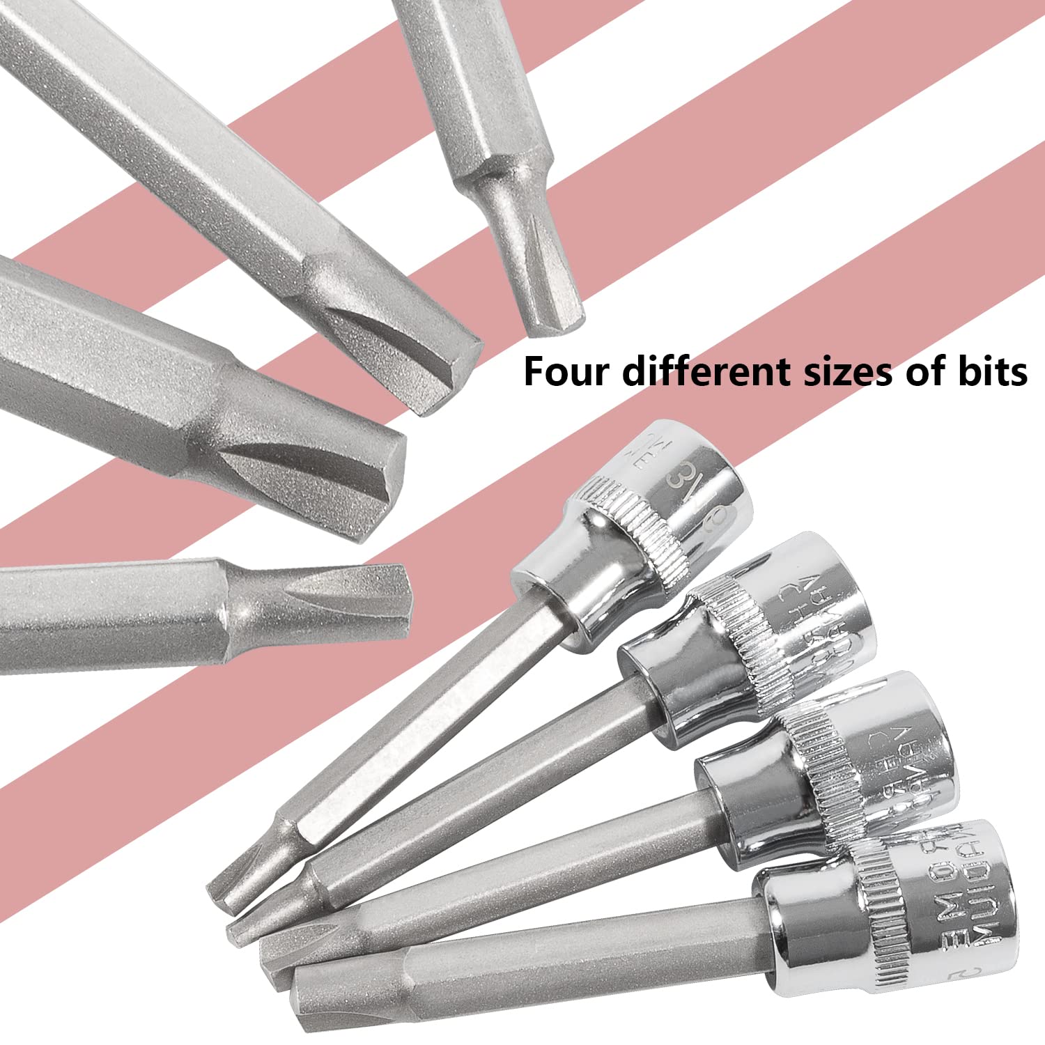 4-Piece 8755 Clutch Head Bit Socket Set – For Figure-8 Screws On Older Chevy Cars & Trucks