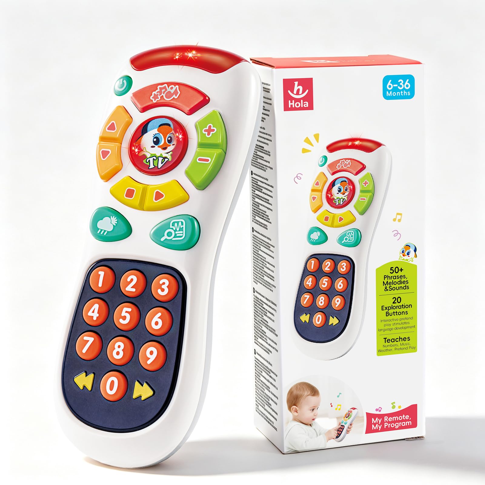 HOLA Baby Remote Control Toy for 6 to 12 Months, Musical Toys with Lights