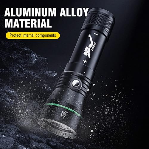 Miniatura 5 de WINDFIRE Luz de buceo súper brillante de 5000 lúmenes, linterna de buceo subacuática con indicador de potencia, IPX8 impermeable, linterna de buceo