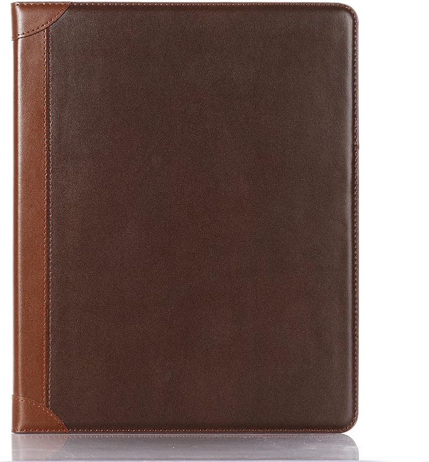 iPad Pro 13'' (M5 2025) (M4 2024) Case, DMaos Vintage Book Synthetic Leather Stand Folio Smart Cover, Auto Sleep/Wake, Business Document Card Holder - Brown