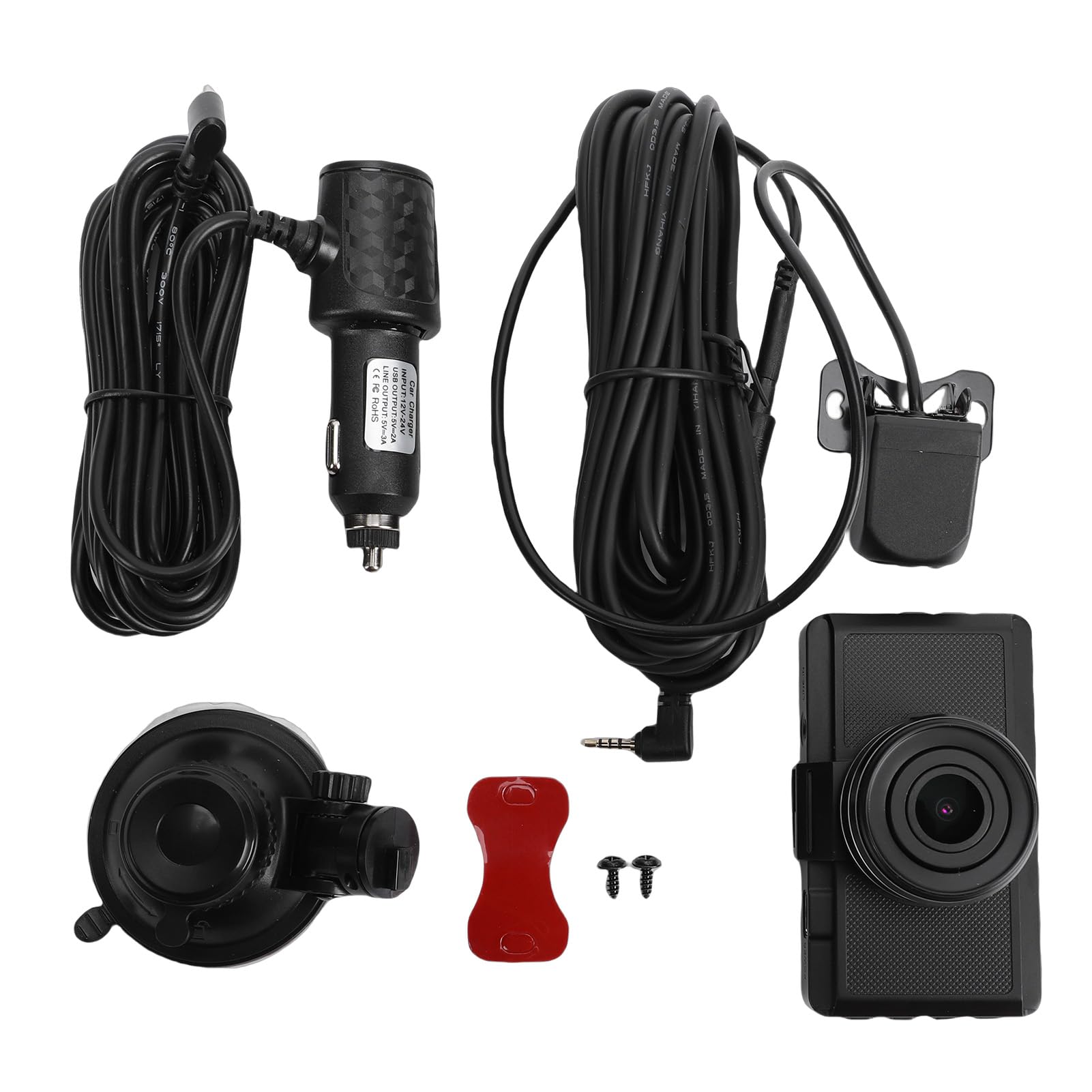 Cuifati Podwójna Kamera Samochodowa 4K z Przodu i z Tyłu, Kamera Samochodowa 4K+1080P do Samochodów, Kontrola Aplikacji WiFi 2,4G, Wykrywanie Kolizji Czujnika G, Nagrywanie w Pętli, do