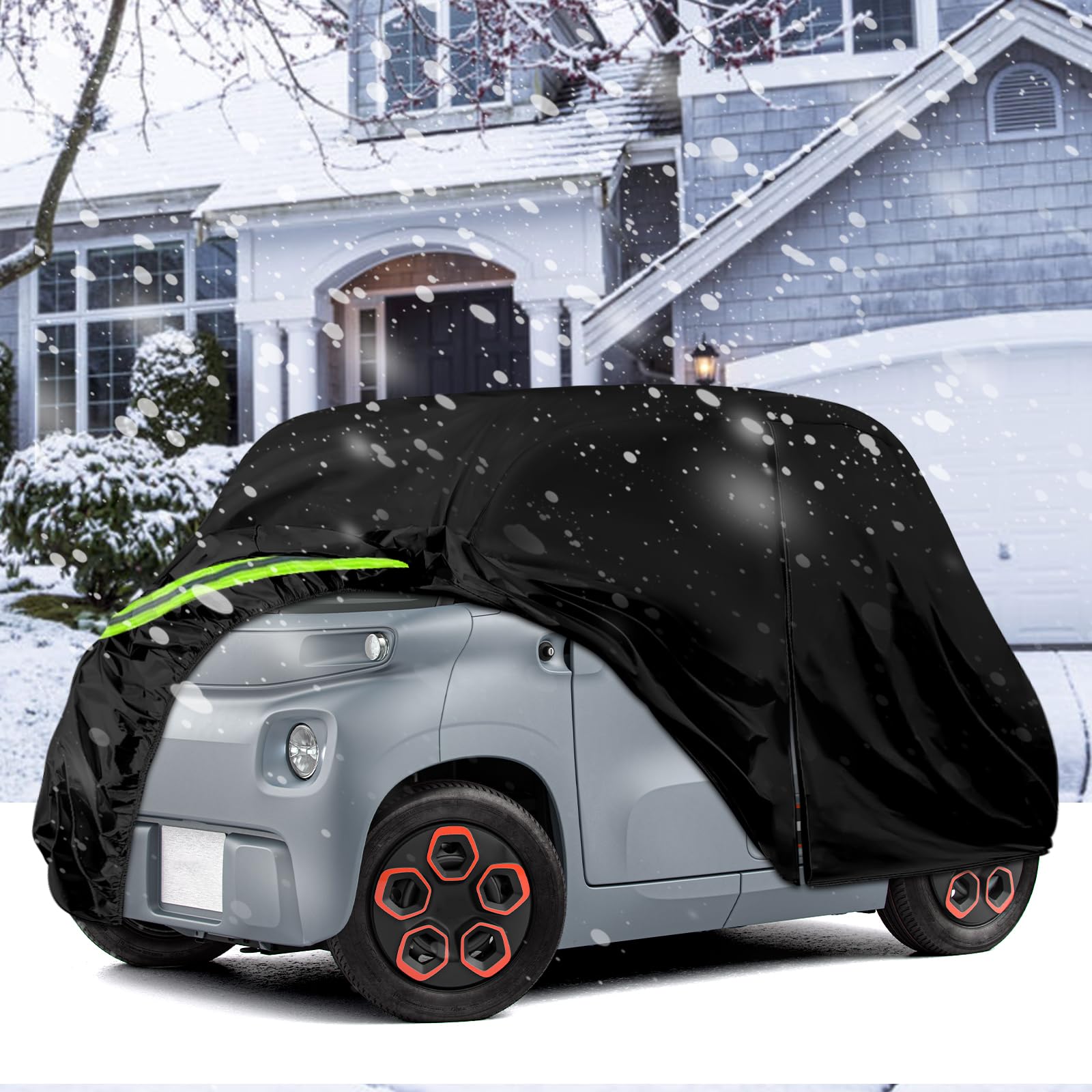 Cubierta del Automóvil Reemplazo para Citroen Ami/Opel Rocks-e/Electric/Fiat Topolino 2020-2024, Lona del Automóvil Garaje del Completo Impermeable Garaje Completo Tiras Reflectantes