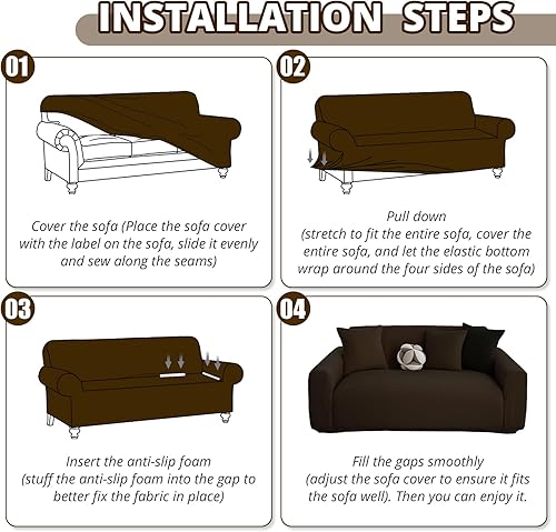 Miniatura 5 de Fundas elásticas para sofá de 2 cojines, aptas para mascotas, lavables, protectores de muebles con parte inferior elástica para gatos y perros