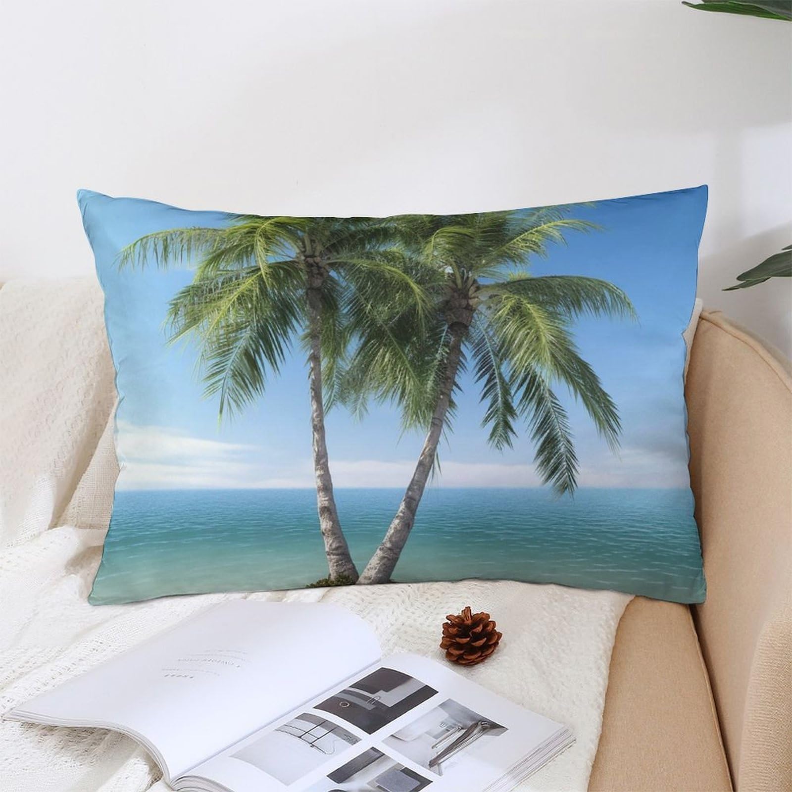 NTVOWPZO Decoration Throw Pillow Covers 12 "x20 Pillowcases Covers Sea Palm Trees Soft Pillowcases Modern Farmhouse Home Decor Sofa Cushions Covers for Couch Bed Living Room