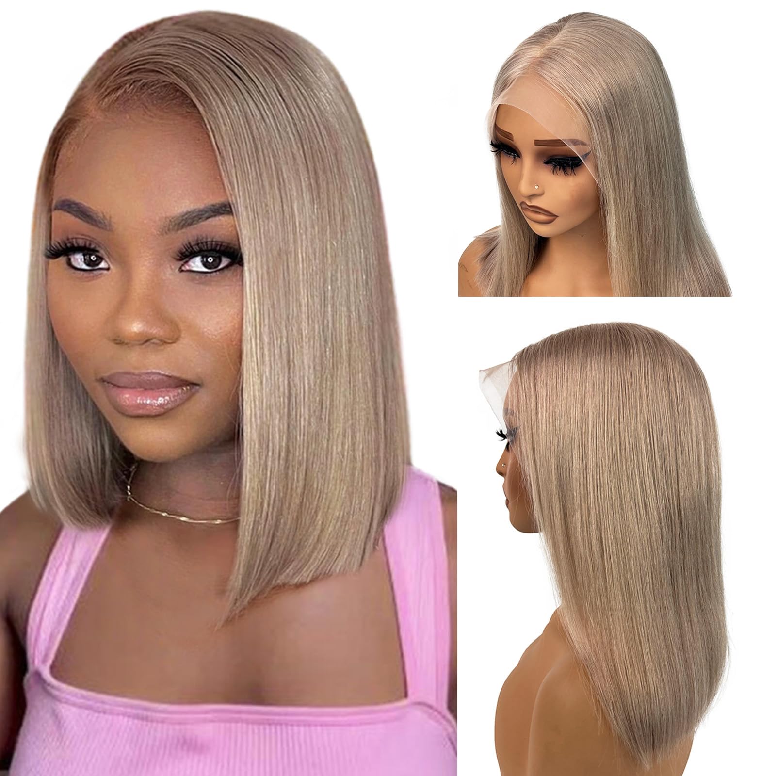 Amazon.com : Licoville Ash Blonde Bob 13x6 HD Lace Front 