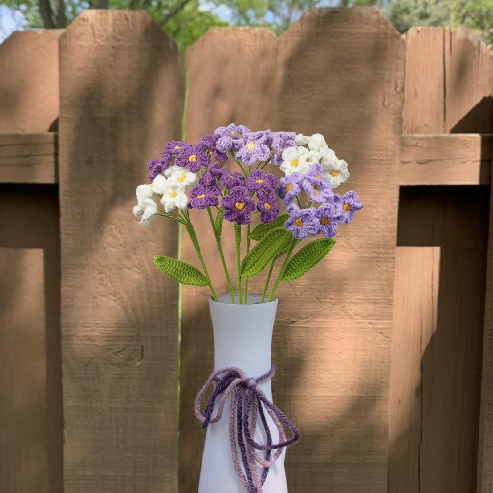 6 Pz Fiori Uncinetto Bouquet Forget Me Not Fiori Fatti a Mano Viola Artificiali Fiori Intrecciati all'Uncinetto per Bouquet di Nozze Anniversario Compleanno San Valentino Regali per Mamma Donne