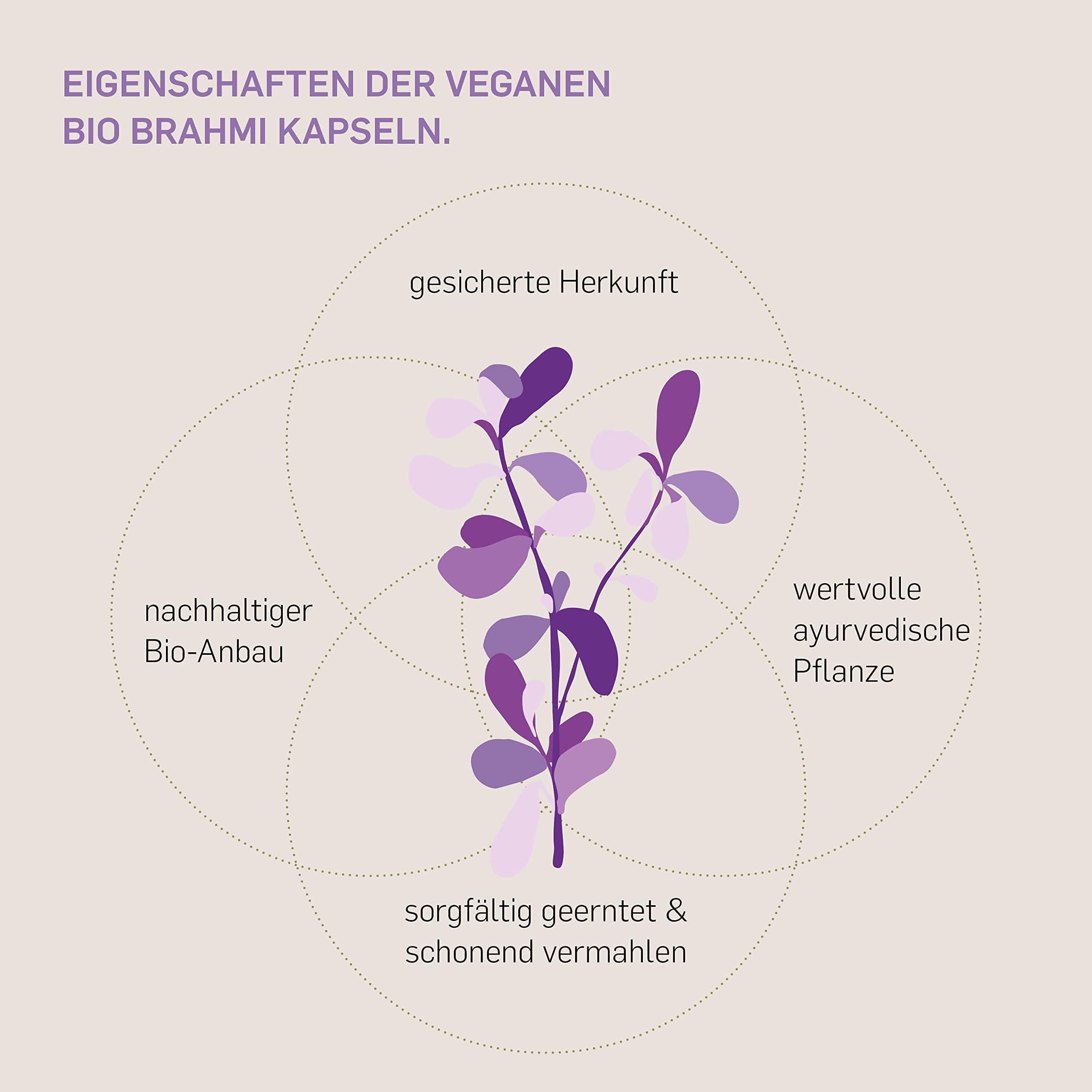 Bio Brahmi (180 Kapseln) - 500mg je Kapsel - ETO-getestet & laborgeprüft - Vegan - Ohne Zusatzstoffe - deutsche Produktion - Bacopa monnieri Pulver