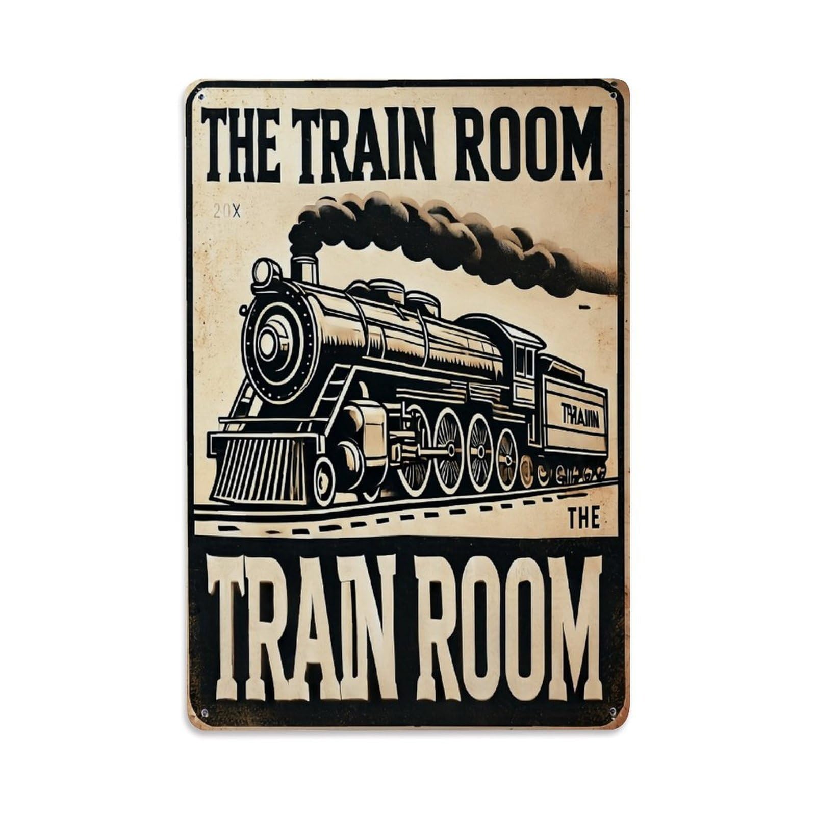 Nestemfo Vintage Steam Train Illustration Print Tin Sign Metal Sign, Living Room,Bar, Home, Bedroom Wall Decor,Retro Metal Poster 8X12 Inches