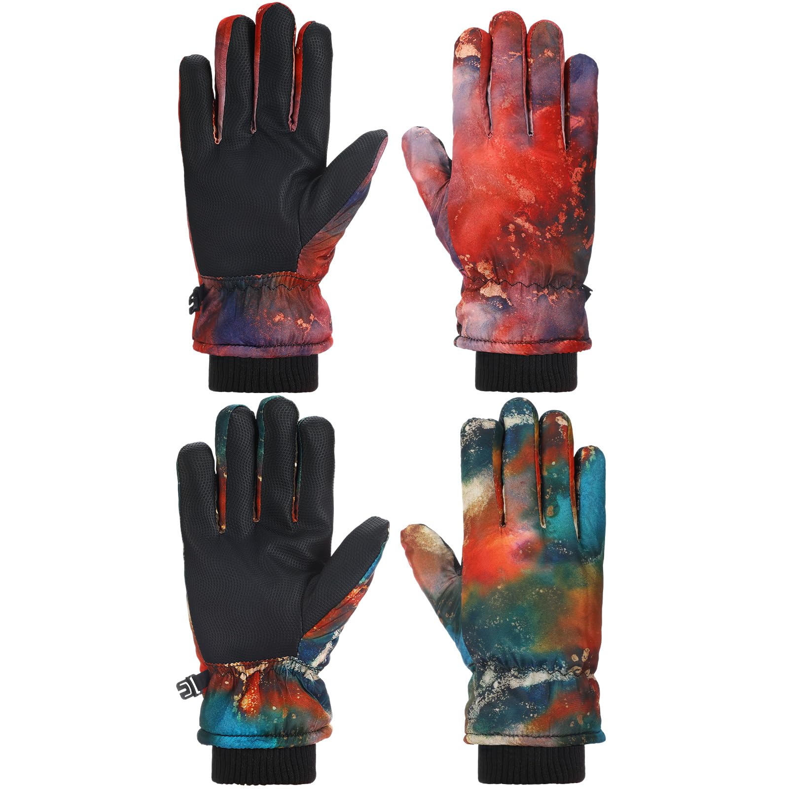 Honoson 2 Pairs Kids Snow Gloves, Winter Waterproof