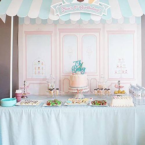 Miniatura 7 de Rsstarxi 1 paquete de decoración de pastel Oh Baby Shower con purpurina para baby shower, revelación de género, decoración para niños o niñas,