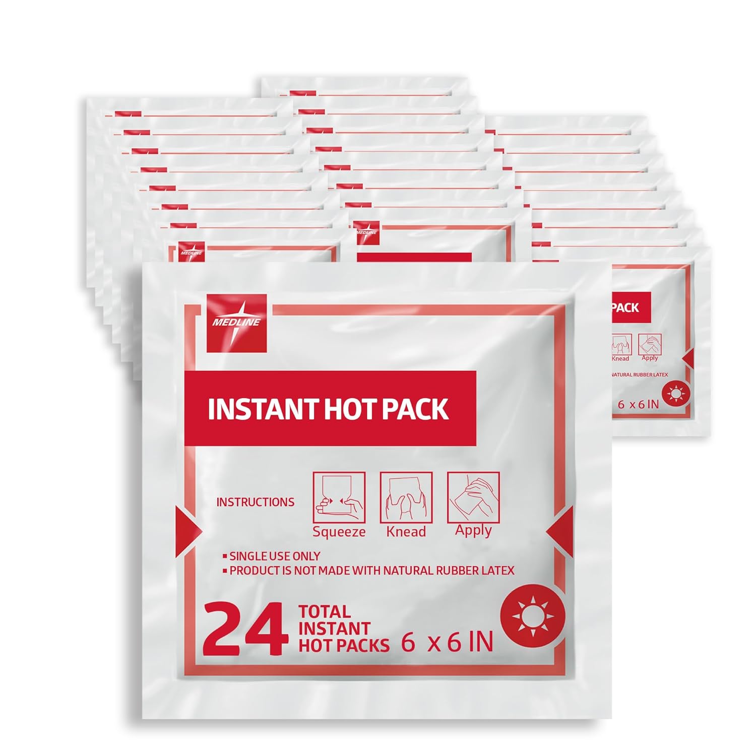 Medline Instant Warm Pack, Disposable, 6" x 6", Economical, 36 per Pack, Heat Packs for Pain Relief, Muscle Soreness and Increased Blood Flow