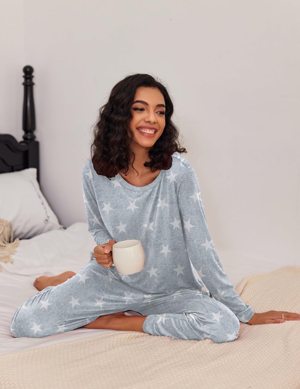 Ekouaer 2 Pack Womens Pajama Sets Long Sleeve Pjs Lounge Set Soft Comfy Sleepwear Winter Loungewear - Image 5