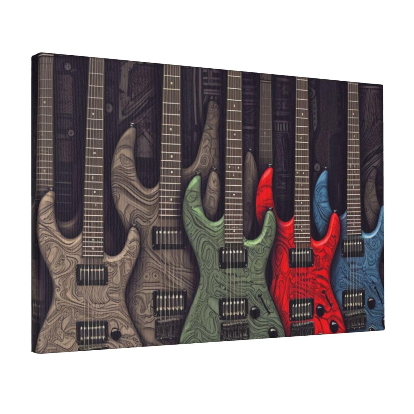 DWVTSLH Guitar pattern Poster Paintings Canvas Wall Art Bedroom Prints Home Decor Hanging Picture Modern Home Artworks Aesthetic for Living Room Office Wall Decor 12x18in Unframed
