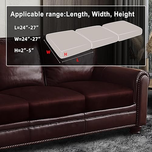Miniatura 3 de Fundas de cojín de sofá con aspecto de cuero, juego de fundas de asiento de sofá, protector de muebles para sillón seccional, sofá biplaza para