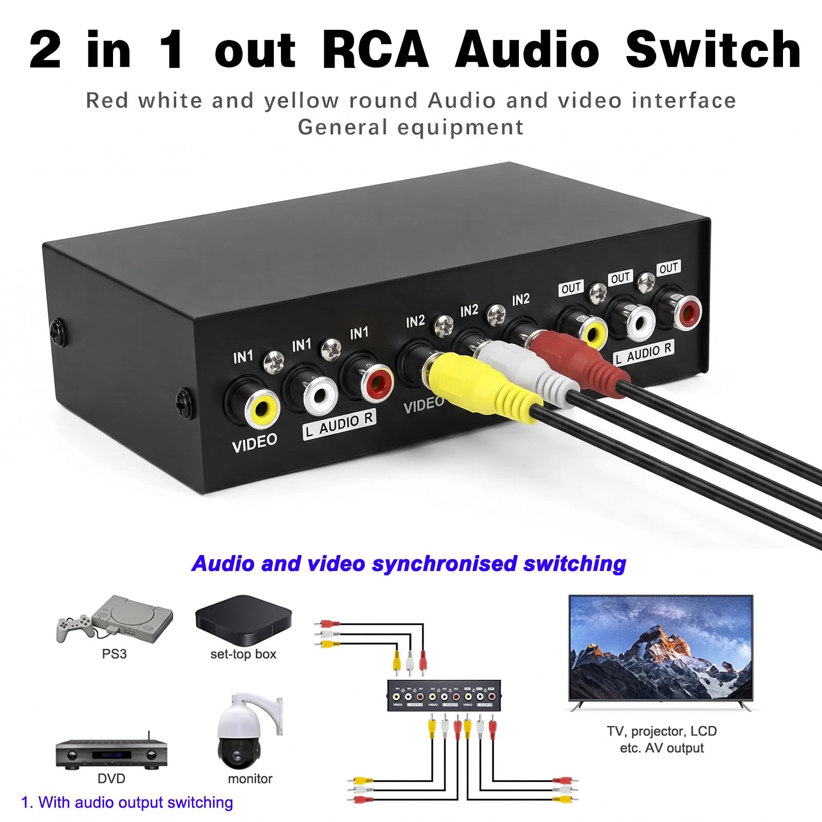 Amazon | Duttek AV切替器, RCAスイッチボックス分配器、2ポートAV
