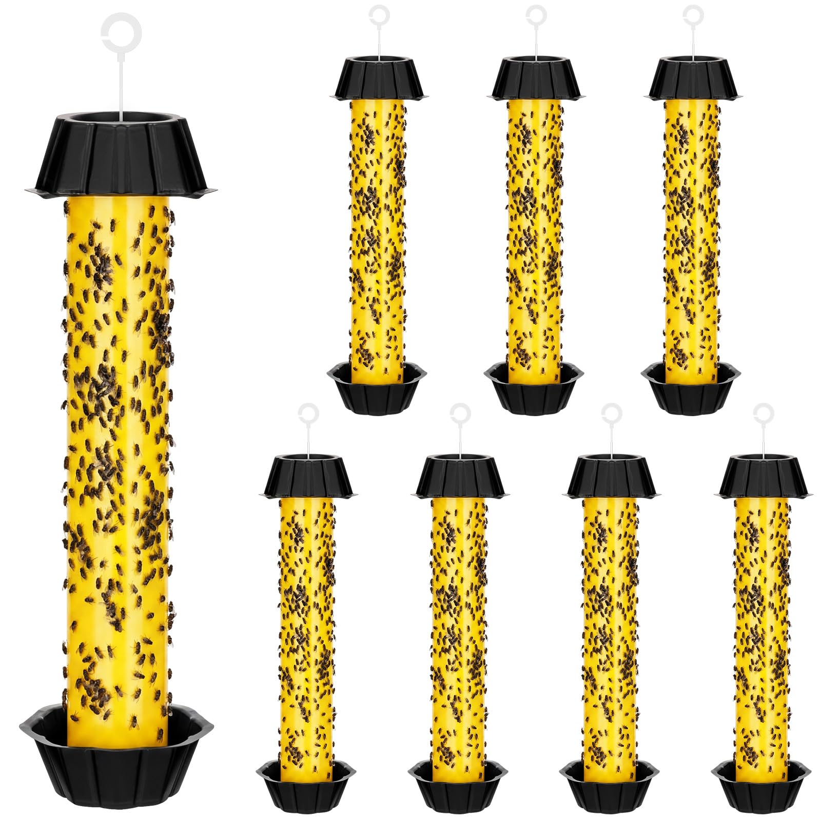 Qualirey 8 bastoncini adesivi per mosche con gancio, elegante-1, giallo