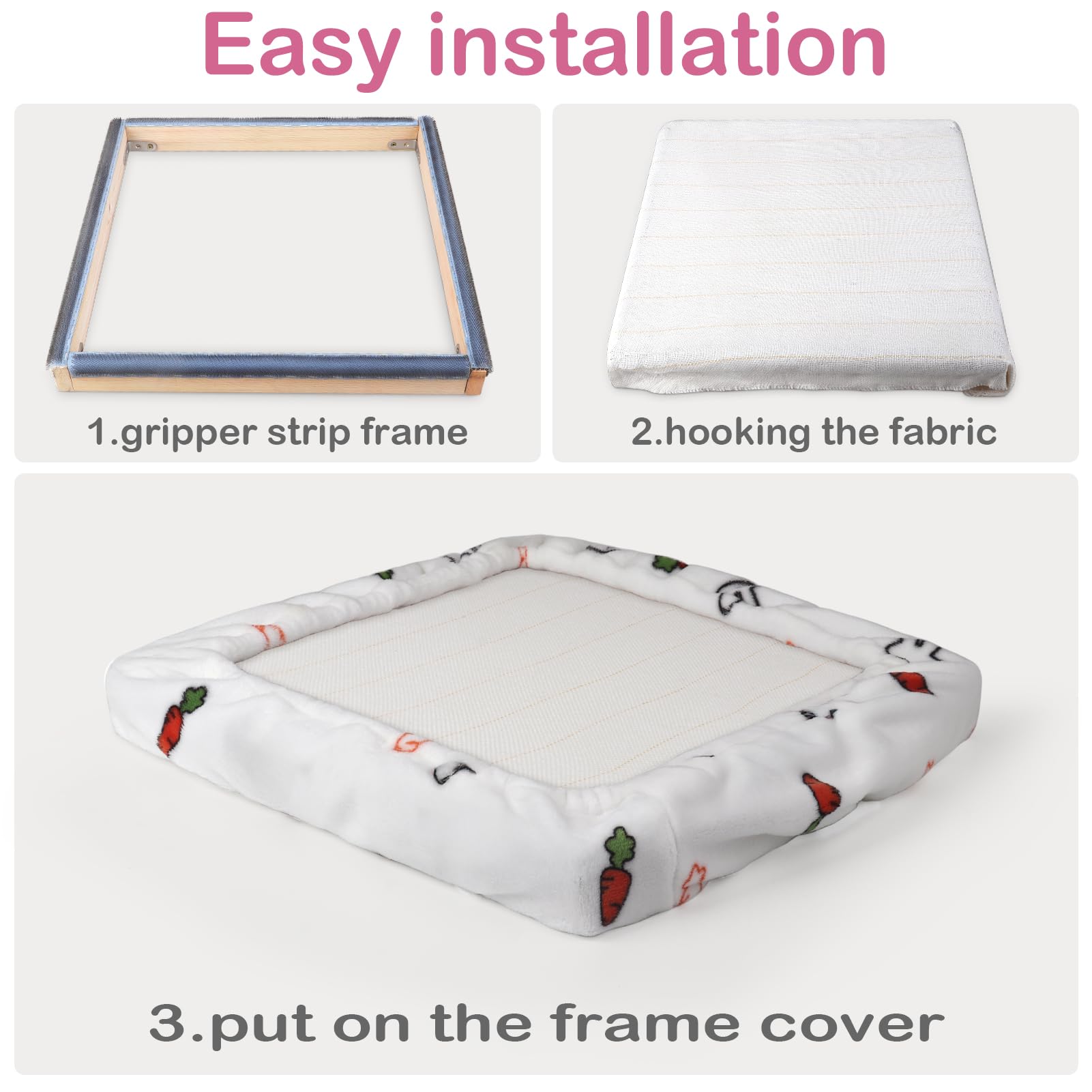 JTVTW Cadre à bandes de préhension Gripper Strip Frames Punch Needle Hooking Frame avec couvercle 30 x 30 cm (blanc)
