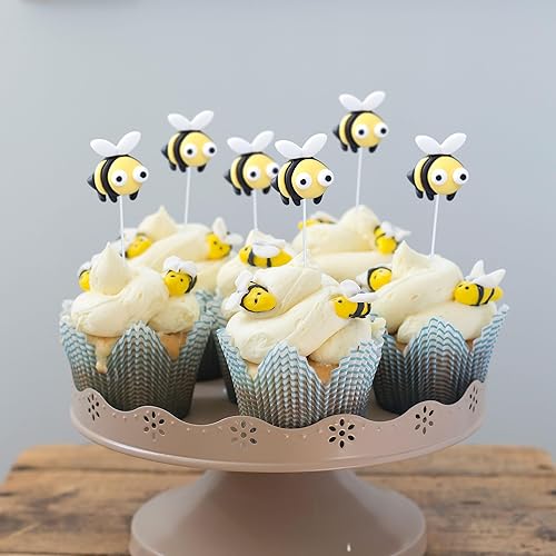 Miniatura 6 de Gyufise 24 adornos para cupcakes de abejorros de abejorro, pequeñas figuritas de abeja, selecciones de cupcakes Oh Babee, decoraciones para pasteles