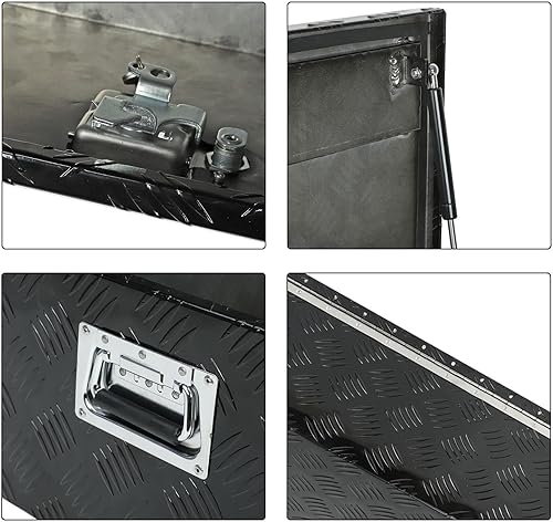 Miniatura 2 de Caja de herramientas con rayas plateadas de aluminio para plataforma de camioneta, caravana, remolque, organizador de almacenamiento con asas