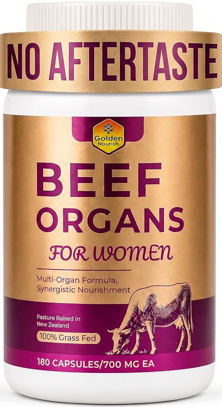 Golden Nourish Suplemento de órgãos bovinos com ervas e vitaminas ativadas 1.600 mg 180 cápsulas