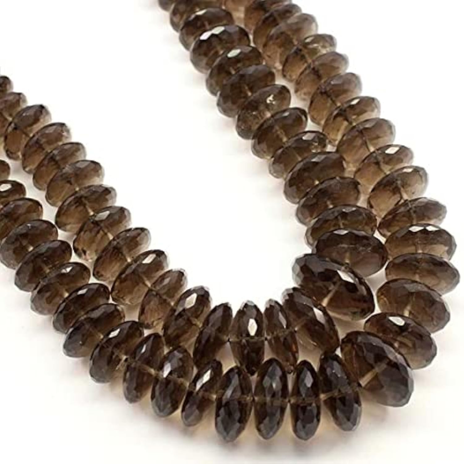 Smoky Quartz German cut Rondelle - Perles de quartz fumé facettées 6-12 mm