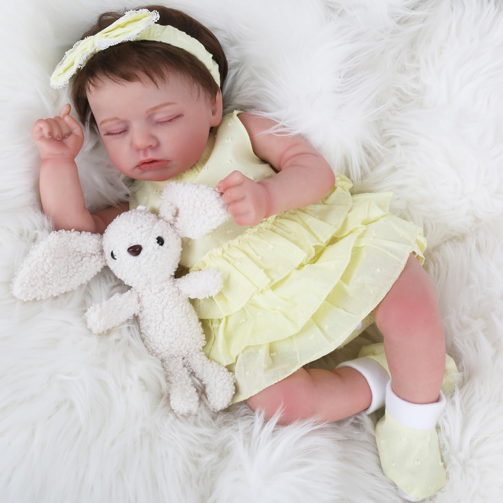 KSBD Realistic Reborn Baby Dolls - 20 Inch Sleeping Baby Soft Weighted Lifelike Newborn Baby Doll Girl Cloth Body Poseable Real Life Baby Dolls Birthday Gift for Kids Age 3+