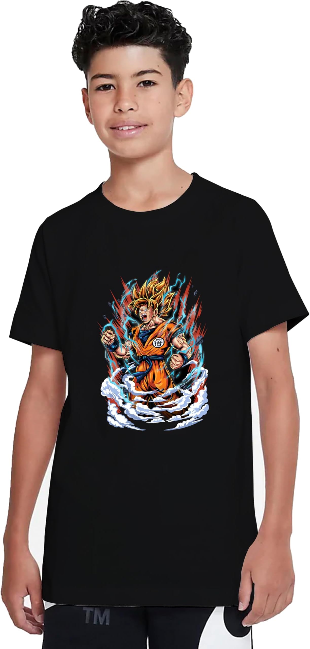 MODARUEGoku Angry Super Saiyan Dragonball Anime Relaxed T-Shirt for Boys Black Half Sleeve Anim t-Shirt for Kids 12-13 Years