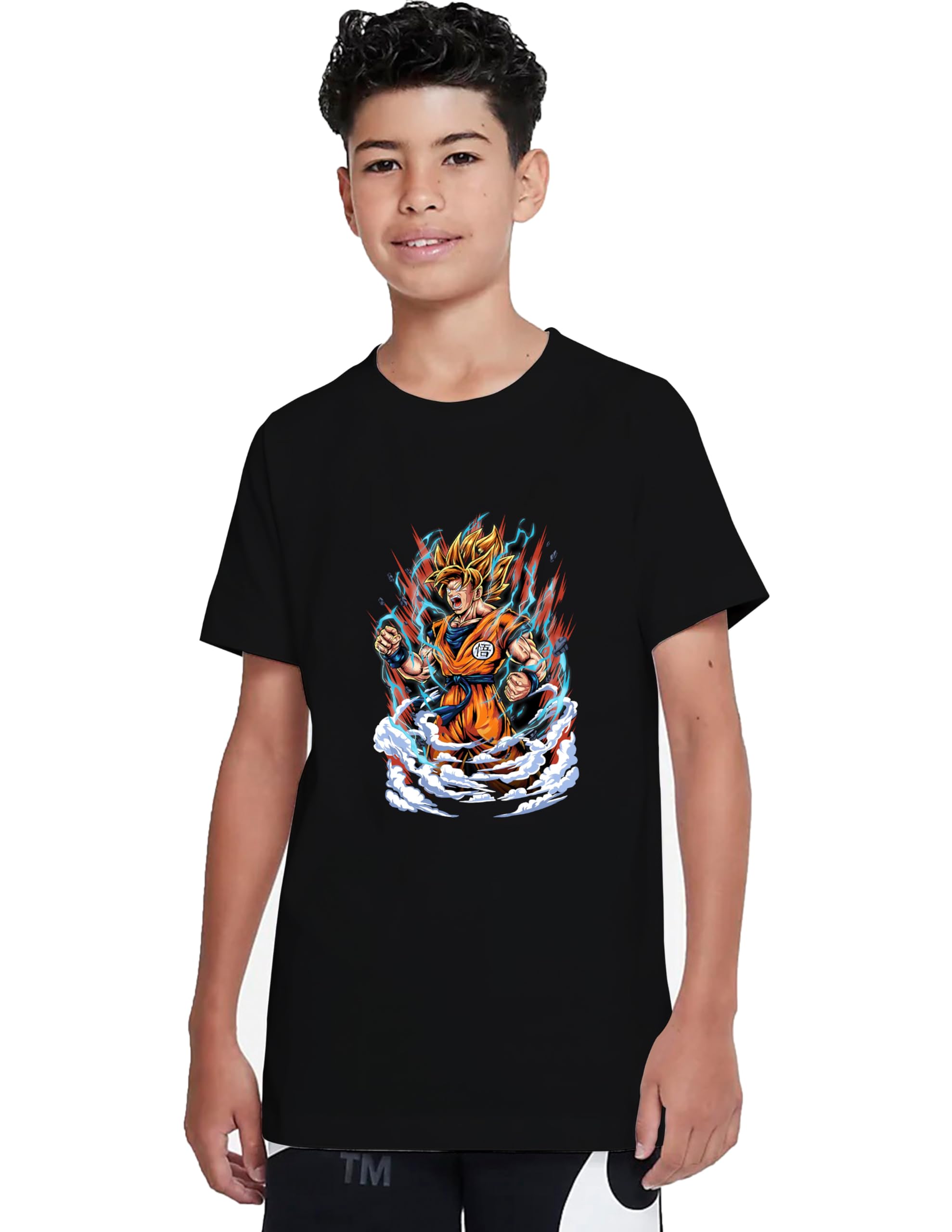MODARUEGoku Angry Super Saiyan Dragonball Anime Relaxed T-Shirt for Boys Black Half Sleeve Anim t-Shirt for Kids 12-13 Years