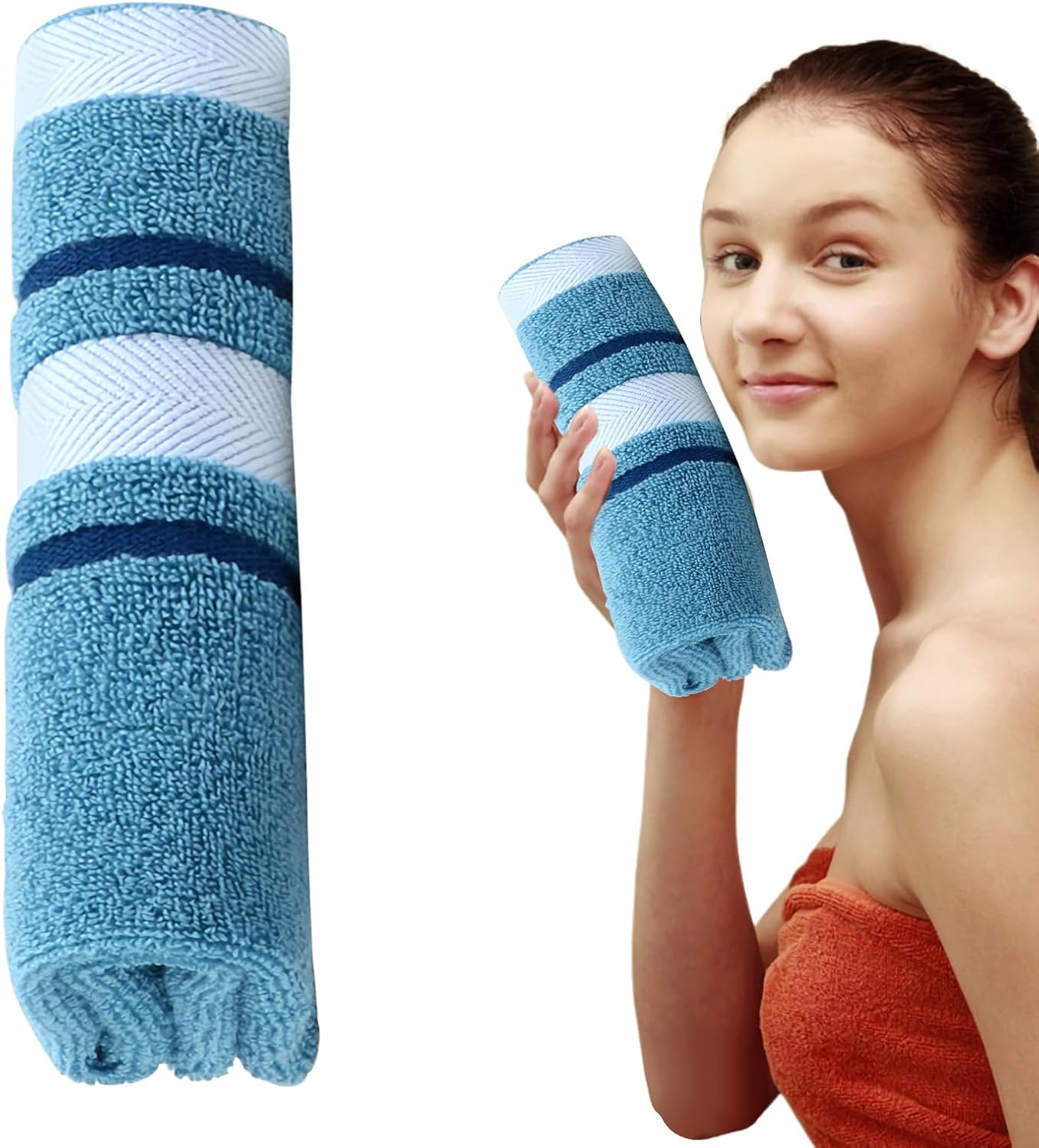 2 Pack 100% Cotton Hand Towels,Highly Absorbent,Ultra Thick,Soft Cotton Hand Towels for Bathroom,Sports (O)