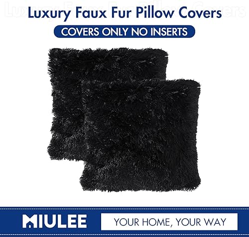 Miniatura 6 de MIULEE Juego de 2 fundas de almohada de lujo de pelo sintético y esponjosas, suaves fundas de almohada de felpa decorativas de invierno para sofá,