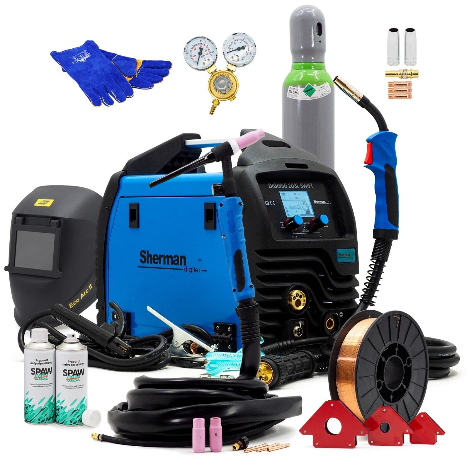Sherman™ DIGIMIG 203L SWIFT MIG/MAG Soldador TIG 200 Amp LCD Soldadura sinergia 3 en 1