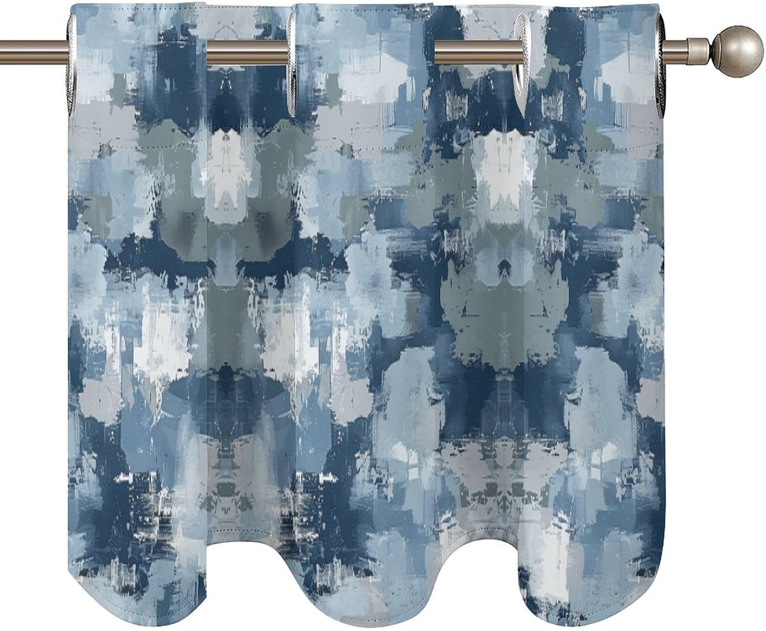 Small Window Curtains, Blue and Gray Pattern Printed Mini Window Curtains Valance, Pocket Window Curtains are Suitable for Homes, Offices, Farmhouses, and Restaurants